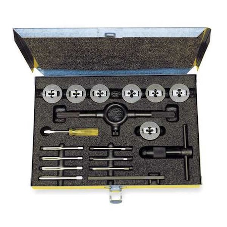16PC Plug Hand Tap and Two-Piece Die Set 5514 Cle-line 7 Sizes M6 To M18 MPN:C00614
