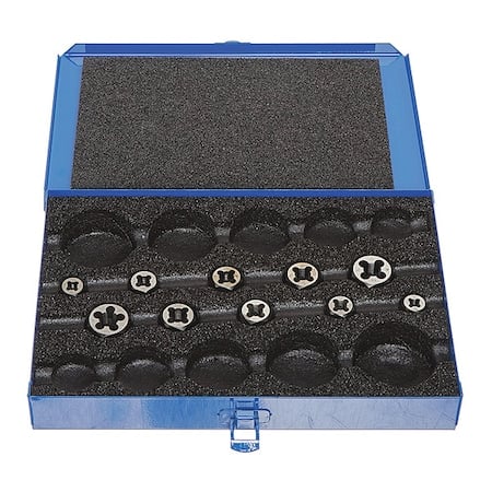 10PC 1/4-20 - 1/2-20 UNC & UNF Carbon Hexagon Rethreading Die Set Cle-Line 0650 MPN:C67284