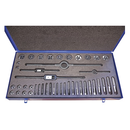 24PC 1/4-20 - 1-12 UNC & UNF HSS Plug Hand Tap & Carbon Round Adjustable Die Set Cle-Line MPN:C67293