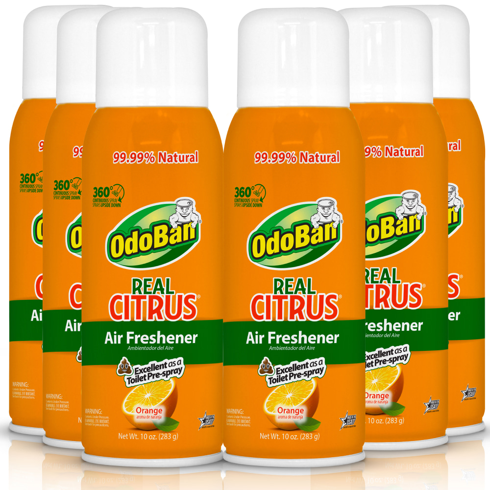 OdoBan Real Citrus Air Freshener 360 deg. Spray, Orange, 10 Oz, Pack Of 6 Bottles MPN:9793D706PK-OD