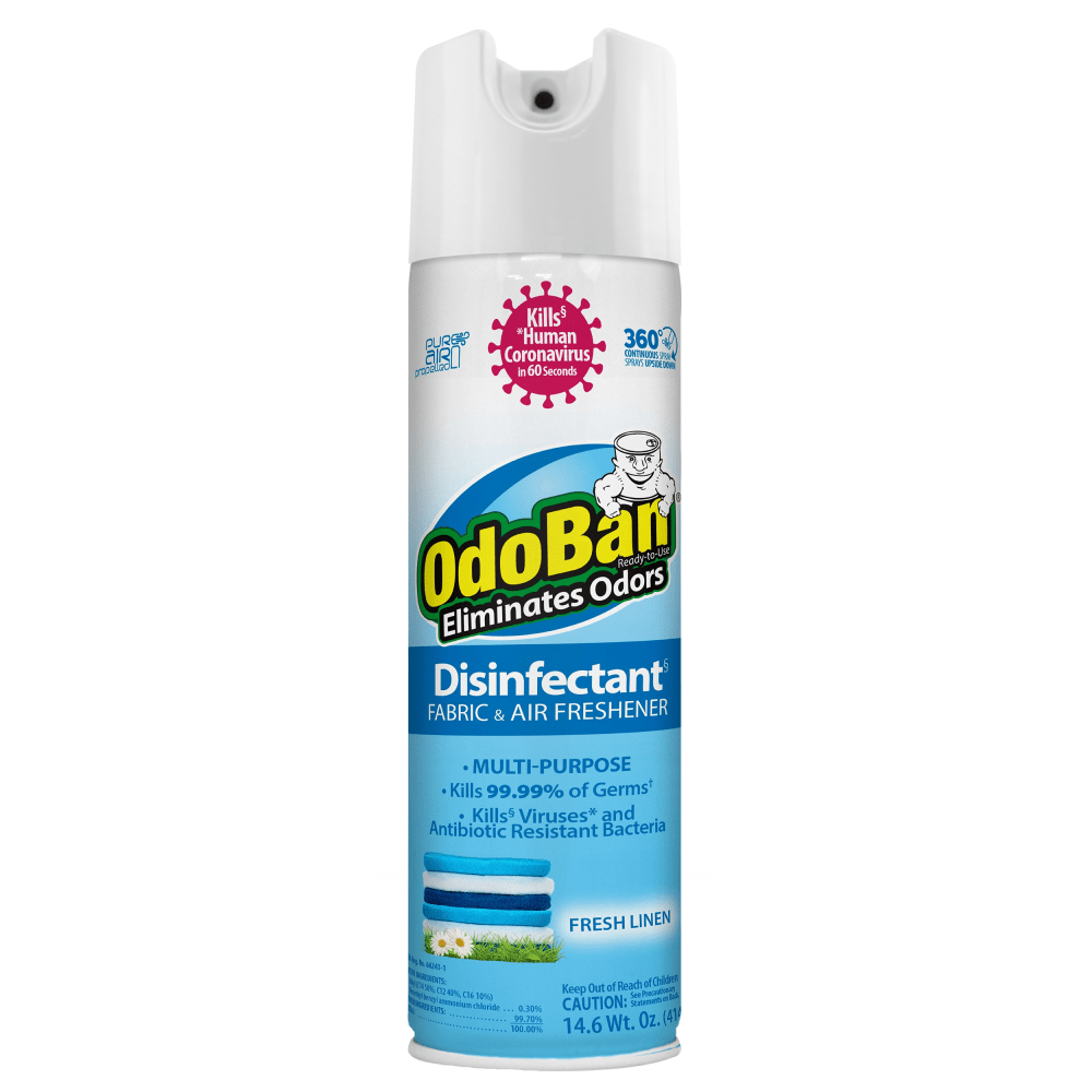OdoBan Odor Eliminator Disinfectant 360 deg. Spray, Fresh Linen Scent, 14.6 Oz MPN:910701-14A6