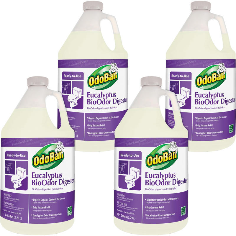 OdoBan Professional BioOdor Digester Refill - Liquid - 128 fl oz (4 quart) - Eucalyptus Scent - 4 / Carton - Purple (Min Order Qty 2) MPN:927062G4CT