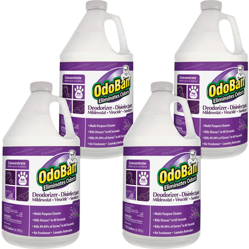 OdoBan Deodorizer Disinfectant Cleaner Concentrate - Concentrate Liquid - 128 fl oz (4 quart) - Lavender Scent - 4 / Carton - Purple MPN:ODO911162G4CT