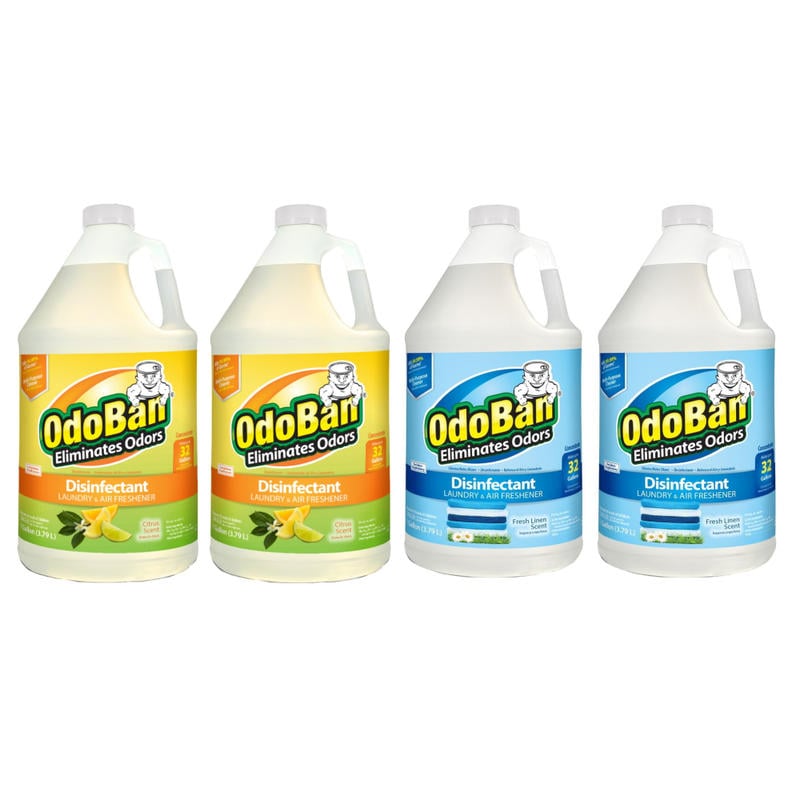 OdoBan Odor Eliminator Disinfectant Concentrate, 128 Oz, Case Of 2 Citrus Scent Jugs And 2 Fresh Linen Scent Jugs MPN:91CITG2LING2-OD