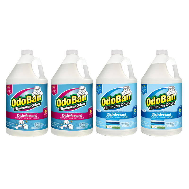 OdoBan Odor Eliminator Disinfectant Concentrate, 128 Oz, Case Of 2 Cotton Breeze And 2 Fresh Linen Scent Bottles MPN:91COTG2LING2-OD