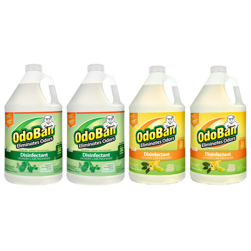 OdoBan Odor Eliminator Disinfectant Concentrate, 128 Oz, Case Of 2 Eucalyptus Scent Jugs And 2 Citrus Scent Jugs MPN:91EUCG2CITG2-OD