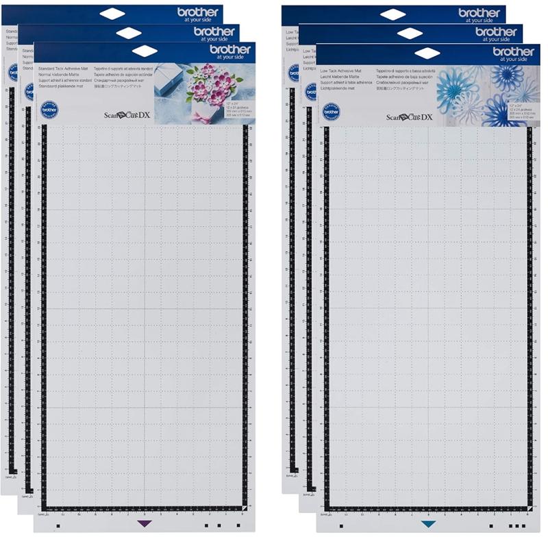 Brother ScanNCut DX Large Standard/Low-Tack Adhesive Mats, 12in x 24in, Set Of 6 Mats MPN:CADXLGMATS-OD