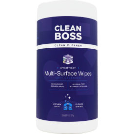 CleanBoss Clean Cleaner Foaming Lavender Multi-Surface Wipes 70 count 13 oz container 8/Case A00299-LV-8-N