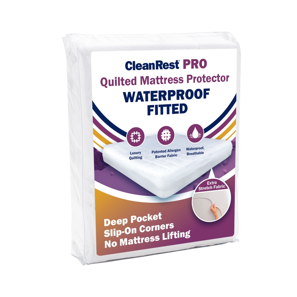 CleanRest Quilted Mattress Protectors, Hotel King, 80inL x 72inW x 21inD, White, Case Of 8 Protectors MPN:845168010214
