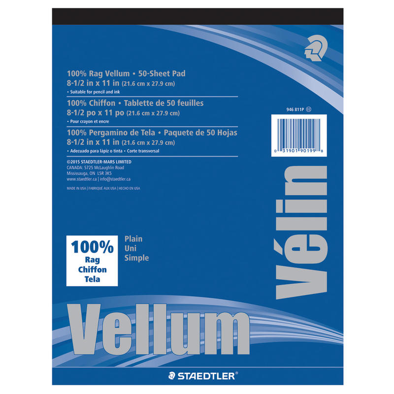 Clearprint Plain Vellum Paper, 8 1/2in x 11in, White, Pack Of 50 Sheets (Min Order Qty 3) MPN:10001410