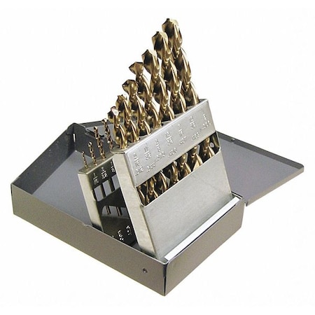 15PC Q-Cobalt Wide Land Parabolic Jobber Dril Set Cleveland 2075 Straw HSS-CO RHS/RHC 1/16-1/2x1/32 MPN:C00901