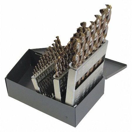 29PC Q-Cobalt Wide Land Parabolic Jobber Dril Set Cleveland 2075 Straw HSS-CO RHS/RHC 1/16-1/2x1/64 MPN:C00902