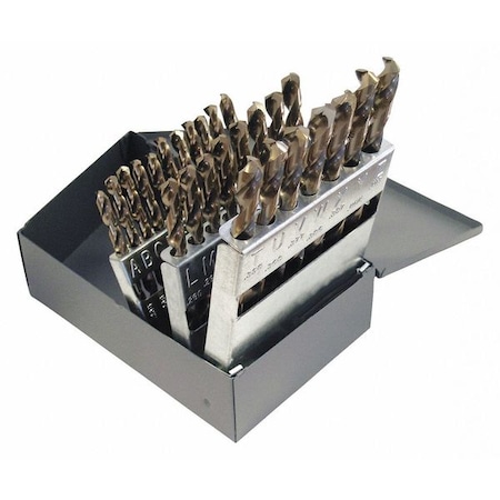 26PC NAS907 Type J Heavy-Duty Cobalt Jobber Drill Set Cleveland 2213 Straw HSS-CO RHS/RHC A - Z MPN:C00986