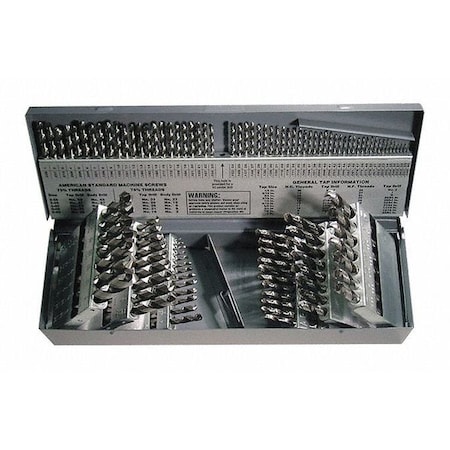 115PC CLE-MAX Jobber Length Drill Set Cleveland 2002G Bright HSS RHS/RHC 1/16-1/2, A-Z, No 1-No 60 MPN:C01330