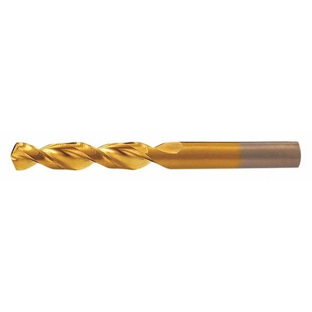 Screw Machine Drill Bit, B Size, 135 Degrees Point Angle, Cobalt, TiN Finish, Straight Shank MPN:C14404