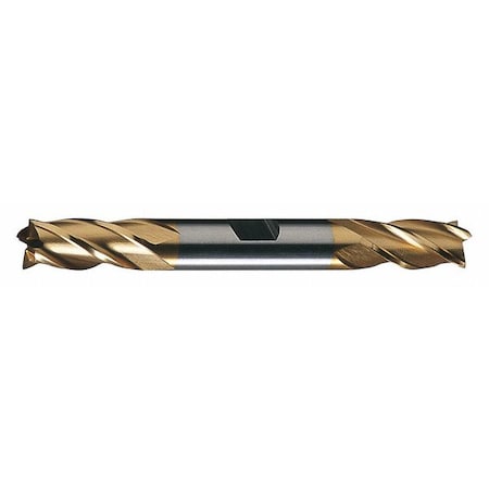 4-Flute HSS Center Cutting Square Double End Mill Cleveland HD-4C-TN TiN 31/64x1/2x1x4-1/8 MPN:C33082