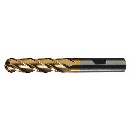 4-Flute HSS Ball Nose Single End MIll Cleveland HG-4B-TN TiN 5/16x3/8x1-3/8x3-1/8 MPN:C33327