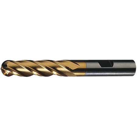4-Flute HSS Ball Nose Single End MIll Cleveland HG-4B-TN TiN 1/4x3/8x1-3/4x3-9/16 MPN:C33353
