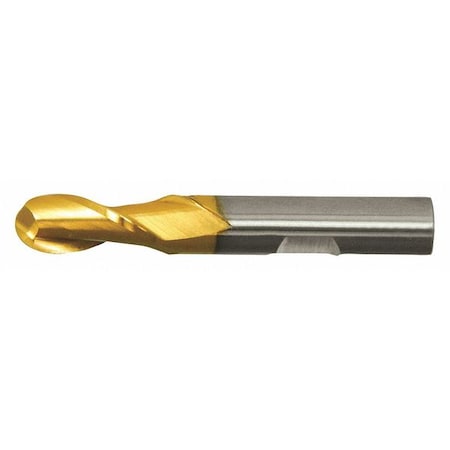 2-Flute HSS Ball Nose Single End Mill Cleveland HG-2B-TN TiN 1/4x3/8x5/8x2-7/16 MPN:C39012