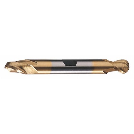 2-Flute HSS Ball Nose Double End Mill Cleveland HD-2B-TN TiN 5/32x3/8x7/16x3-1/8 MPN:C39143