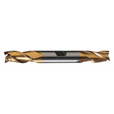 3-Flute HSS Center Cutting Square Double End Mill Cleveland HD-3-TN TiN 13/32x1/2x1x4-1/8 MPN:C39605