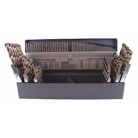 115PC NAS907 Type J HD Cobalt Jobber Lth Drill Set Cleveland 2213 Straw HSS-CO 1/16-1/2, A-Z, N1-No 60 MPN:C70367