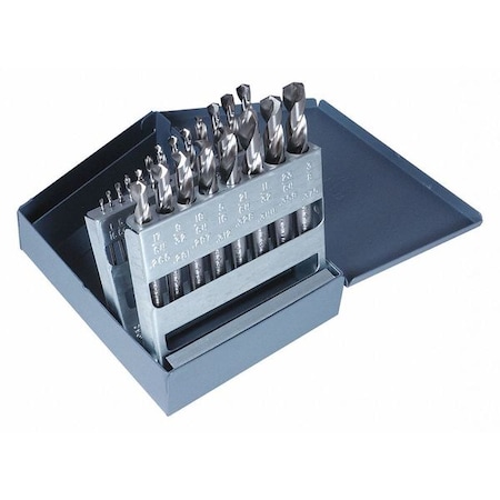 21PC NAS907 Type C Heavy-Duty Screw Machine Dril Set Cleveland 2330 Bright HSS RHS/RHC 1/16-3/8x1/64 MPN:C70369