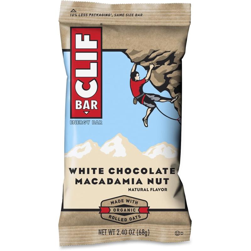 Clif Bar White Chocolate Macadamia Nut Energy Bar - Individually Wrapped - White Chocolate, Macadamia Nut - 2.40 oz - 12 / Box MPN:161009