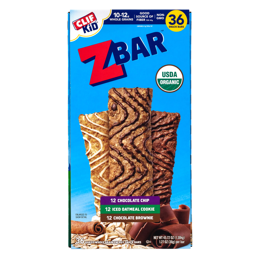 Clif Bar Kid Organic Zbar Granola Bars Variety Pack, 1.27 Oz, Pack Of 36 Bars MPN:722252702067