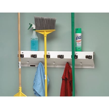 Mop and Broom Holder, 34 in L, White MPN:333-6 WHT2