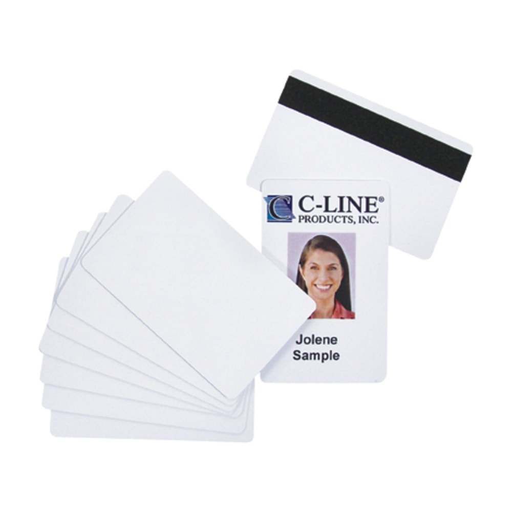 C-Line GraphicS quality video grade - Polyvinyl chloride (PVC) - white - 2.1 in x 3.4 in 100 card(s) name badge cards (Min Order Qty 4) MPN:89007