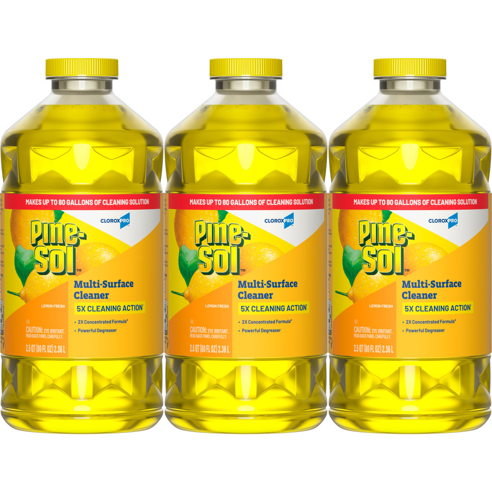 CloroxPro Pine-Sol Multi-Surface Cleaner, Lemon Fresh, 80 Fl Oz, Pack Of 3 Bottles MPN:10044600606078