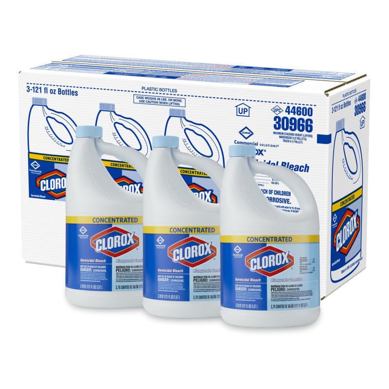 CloroxPro Clorox Germicidal Bleach, Concentrated, 121 Ounce Bottle, Pack of 3 (30966) MPN:30966
