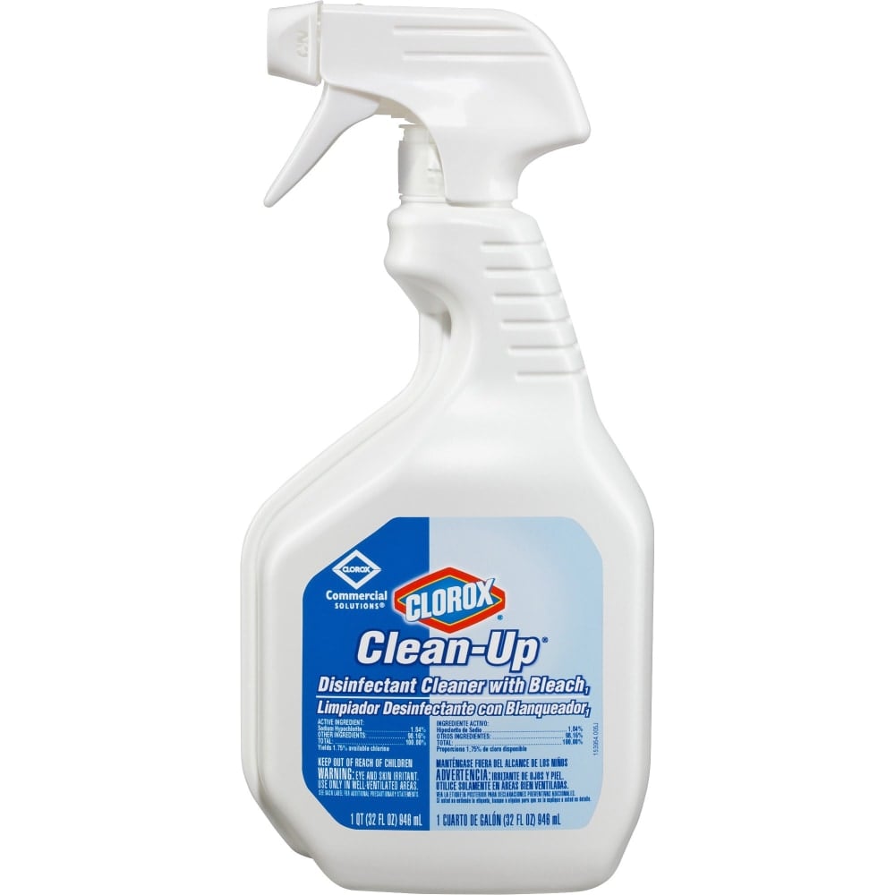 CloroxPro Clean-Up Disinfectant Cleaner Spray with Bleach - Ready-To-Use - 32 fl oz (1 quart) - Antibacterial, Disinfectant - Clear - 2 / Pallet MPN:35417PL