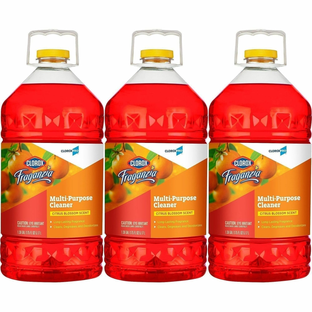 Clorox Fraganzia Multi-Purpose Cleaners, For Multipurpose, Multi Surface, Concentrate, Liquid, 175 fl oz (5.5 quart) - Citrus Blossom Scent, Case of 3 MPN:60615CT