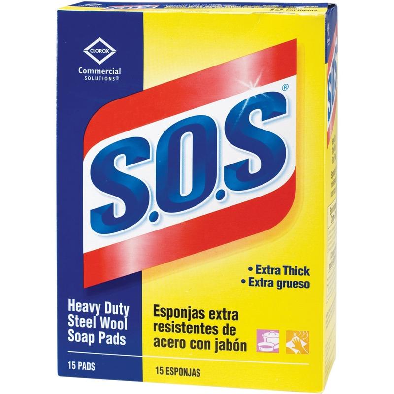 S.O.S Steel Wool Soap Pads 4in Length x 5in Width Heavy Duty Gray, Blue 15Box 240 / Bundle MPN:88320BD