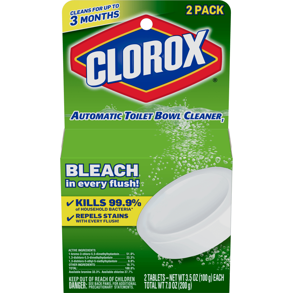 Clorox Ultra Clean Bleach Toilet Tablets, 3.5 Oz, White, Pack Of 2 Tablets MPN:00946