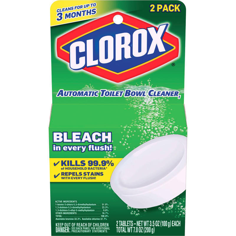 Clorox Ultra Clean Toilet Tablets Bleach - 3.50 oz (0.22 lb) - Deodorize - White - 2/Pack - 6 / Carton MPN:30024CT