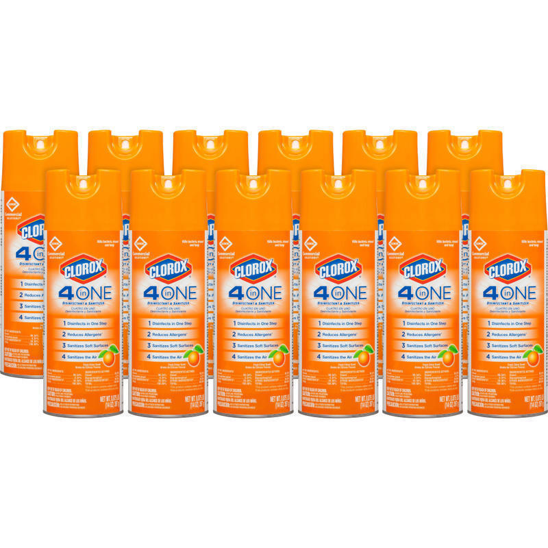 CloroxPro 4-in-1 Disinfectant & Sanitizer, 14 Oz, Fresh Citrus Scent, Carton Of 12 Cans MPN:31043CT