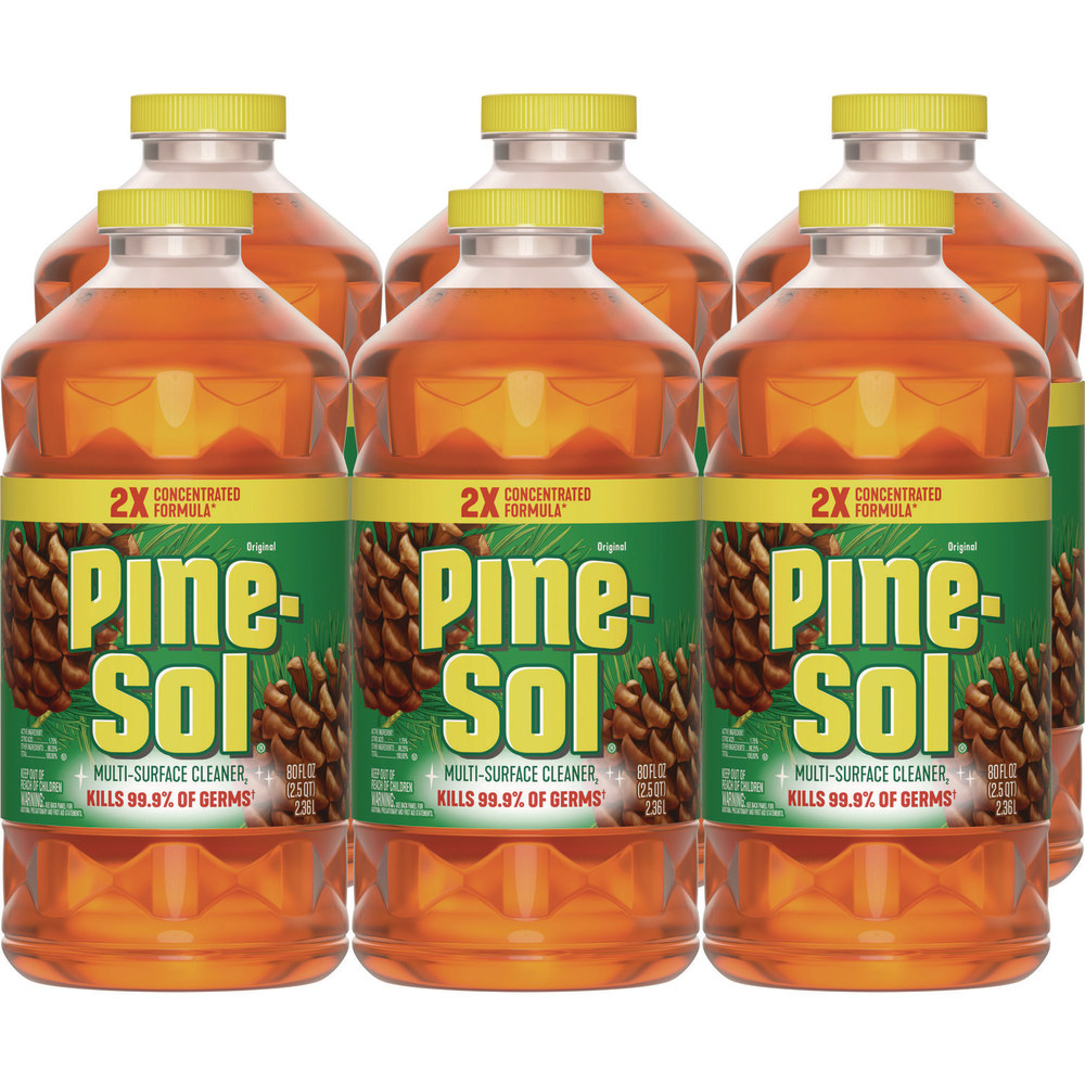 Pine-Sol Multi-Surface Cleaner Disinfectant Concentrated, Pine Scent, 80 oz Bottle, 6/Carton MPN:60160CT