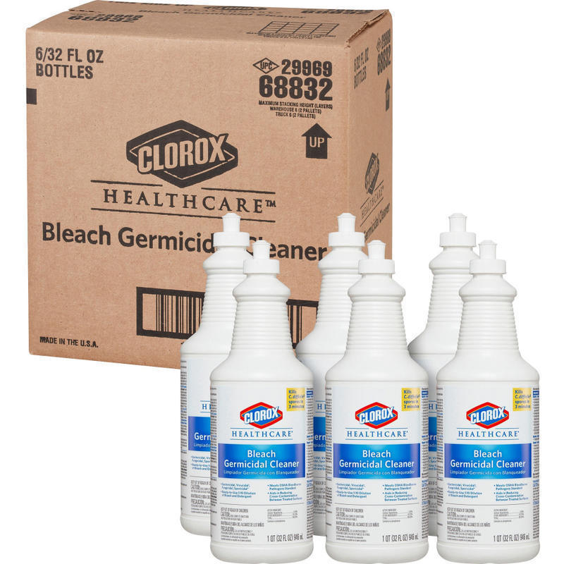Clorox Healthcare Pull-Top Bleach Germicidal Cleaner - Ready-To-Use - 32 fl oz (1 quart) - Disinfectant, Fast Acting, Refillable, Cleanse, Ant MPN:68832CT