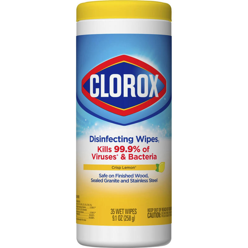 Clorox Disinfecting Cleaning Wipes - Ready-To-Use - Crisp Lemon Scent - Anti-bacterial, Textured, Bleach-free - Yellow - 35/Tub - 2 / Pallet MPN:01594PL