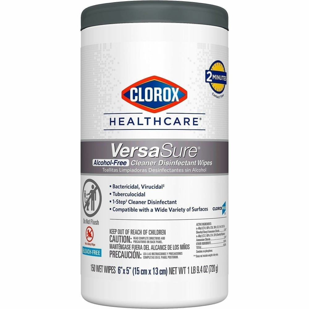 Clorox Healthcare VersaSure Disinfectant Wipes, 6in x 5in, White, Tub Of 150 Wipes MPN:31758