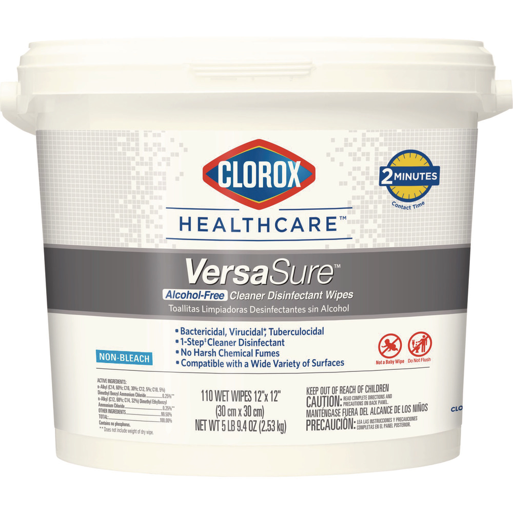 Clorox Healthcare VersaSure Cleaner Disinfectant Wipes, 1-Ply, 12 x 12, Fragranced, White, 110/Bucket MPN:31759