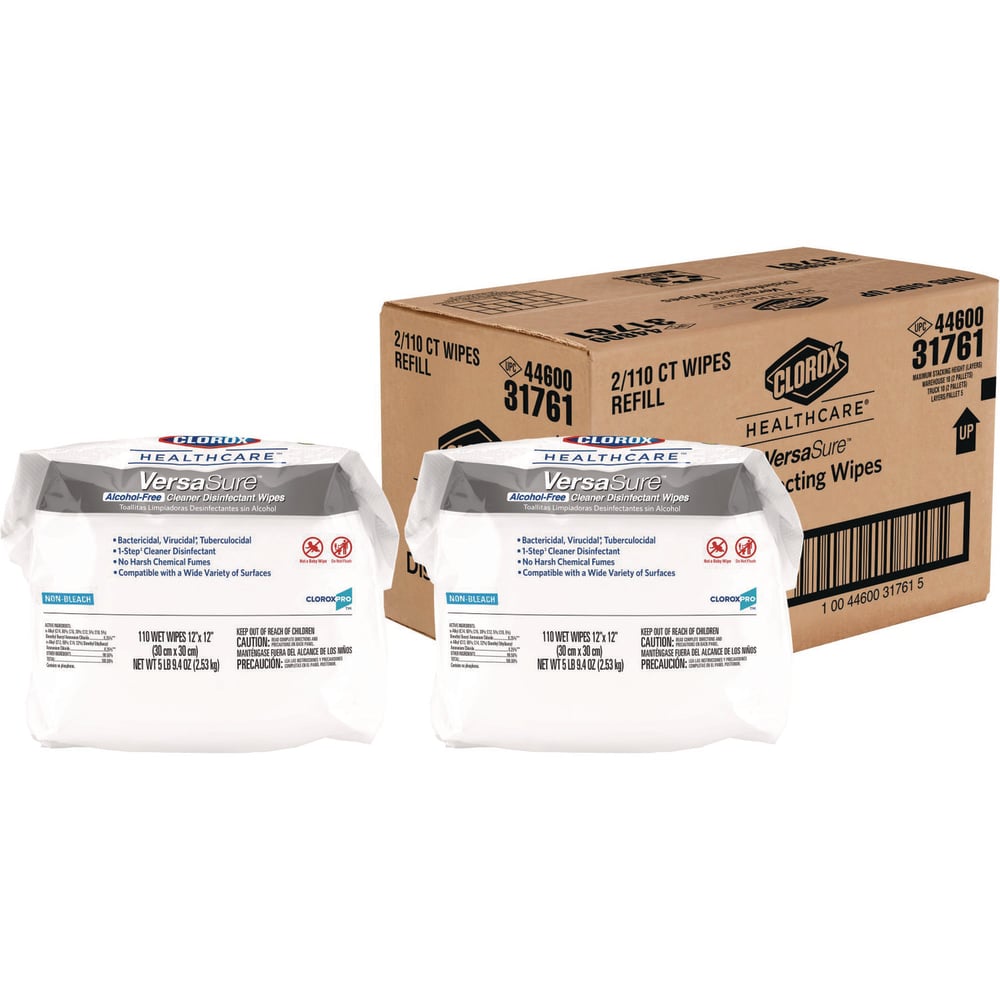 Clorox Healthcare VersaSure Cleaner Disinfectant Wipes, 1-Ply, 12 x 12, Fragranced, White, 110/Pouch, 2 Pouches/Carton MPN:31761