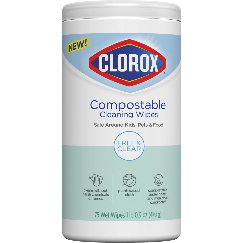Clorox Free & Clear Cleaning Wipes, Fragrance Free, 75 Wipes Per Canister MPN:32486