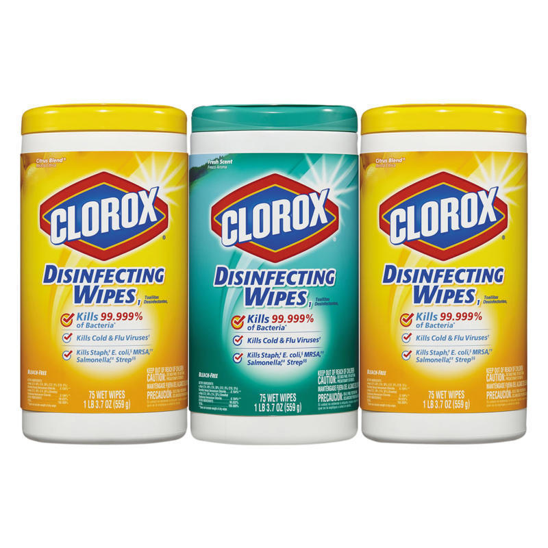 Clorox Disinfecting Wipes, 7in x 8in, Fresh Scent/Citrus Blend, 75 Wipes Per Canister, Pack Of 3 Canisters (Min Order Qty 4) MPN:CLO30208PK