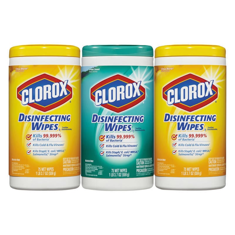 Clorox Disinfecting Cleaning Wipes Variety Pack, Fresh Scent and Crisp Lemon, 75 Count Each, Pack of 3 (60379) MPN:CLO30208PK