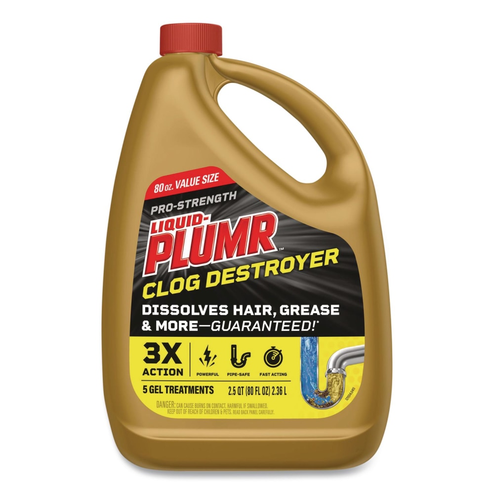 Clorox Liquid Plumr Pro-Strength Full Clog Destroyer Plus PipeGuard, Gel, 80 oz MPN:00228EA