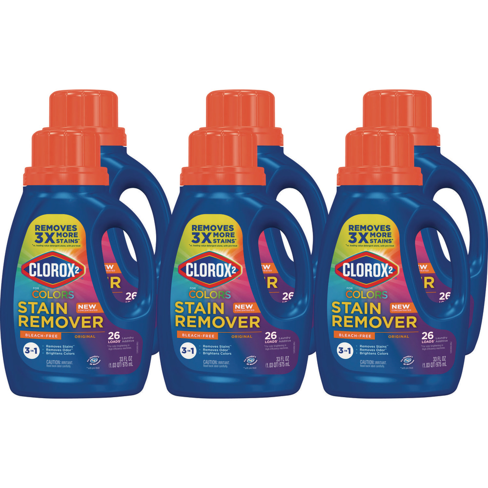 Clorox 2 For Colors Stain Remover and Laundry Additive, Bleach Free, Original, 33 oz Bottle, 6/Carton MPN:30037
